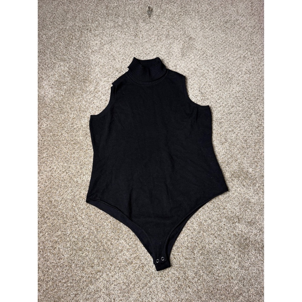 The Limited Womens XL Black Sleeveless Turtleneck Knit Bodysuit Snap Closure